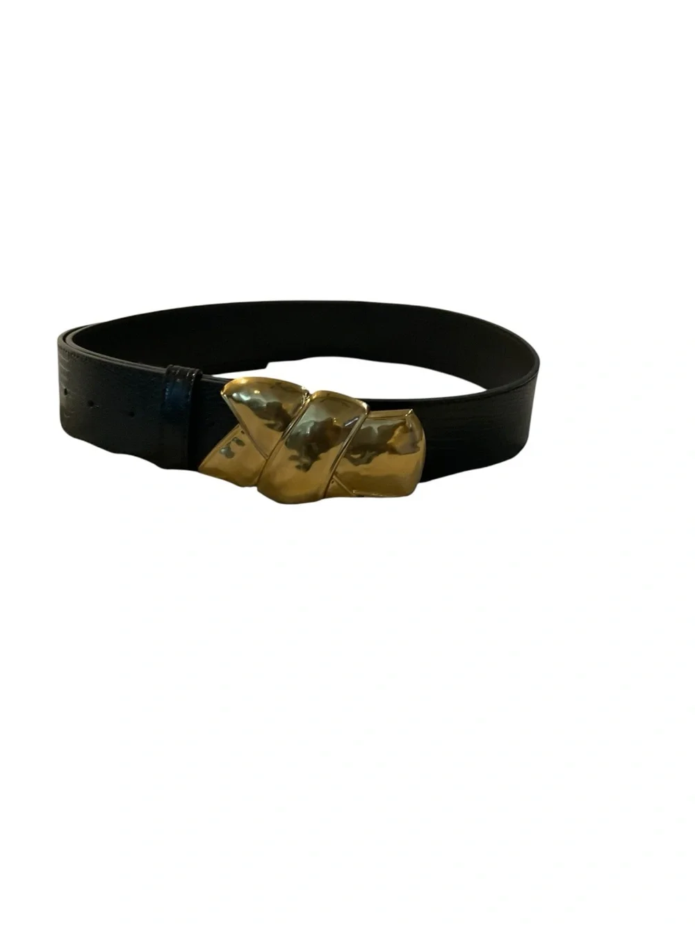 Source Unknown Black Belt with Gold Twisted Buckle
